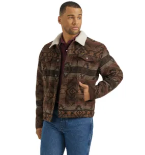 112352966 - Wrangler® Jacquard Jacket - Sherpa Lined - Canyon Brown