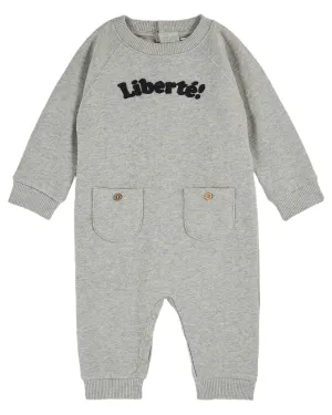 AA122-FLEECE EMBROIDERED JUMPSUIT-GRIS CHINE