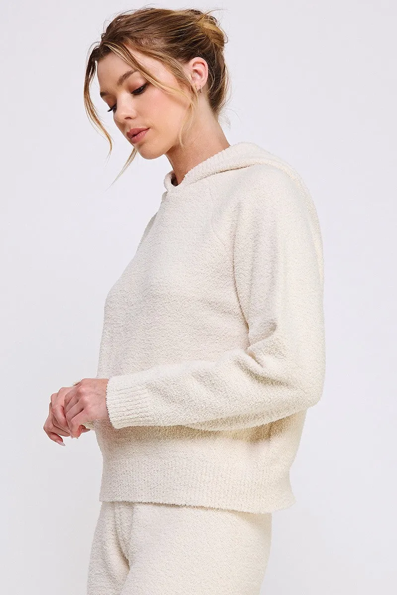 Allie Rose Plush Cloud Pullover Hoodie in Vanilla