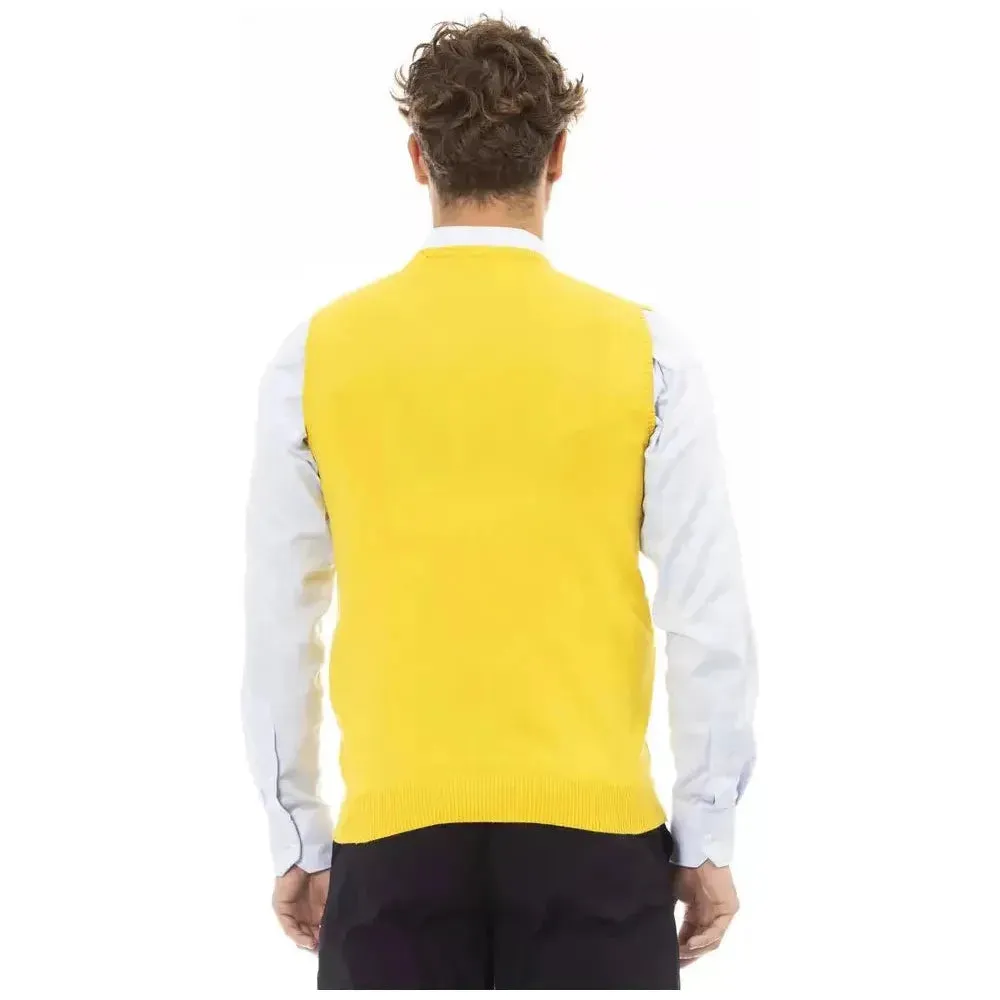 Alpha Studio Yellow Viscose Men Vest