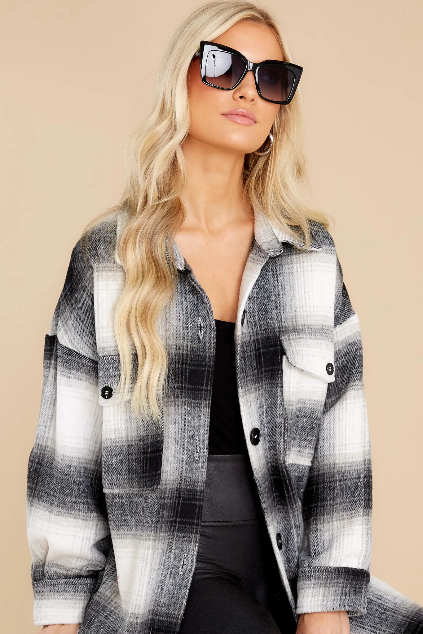 Always Dreaming Black Plaid Shacket