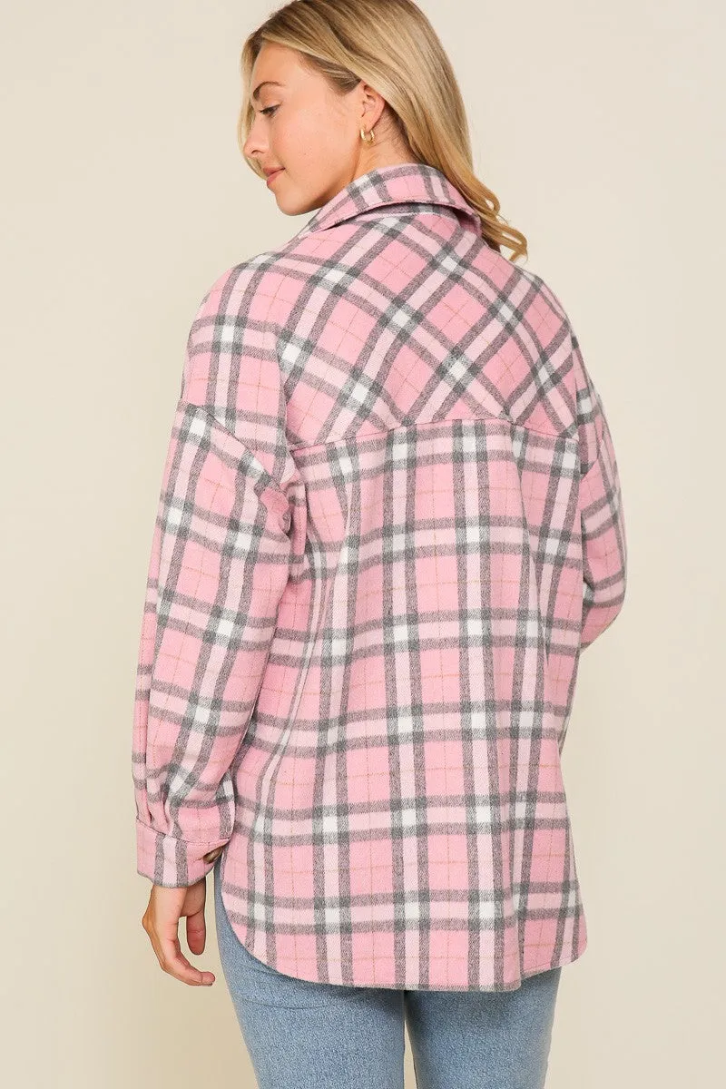 Autumn Rose Plaid Shacket