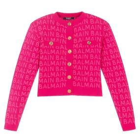 Balmain Fuchsia Logo Cardigan