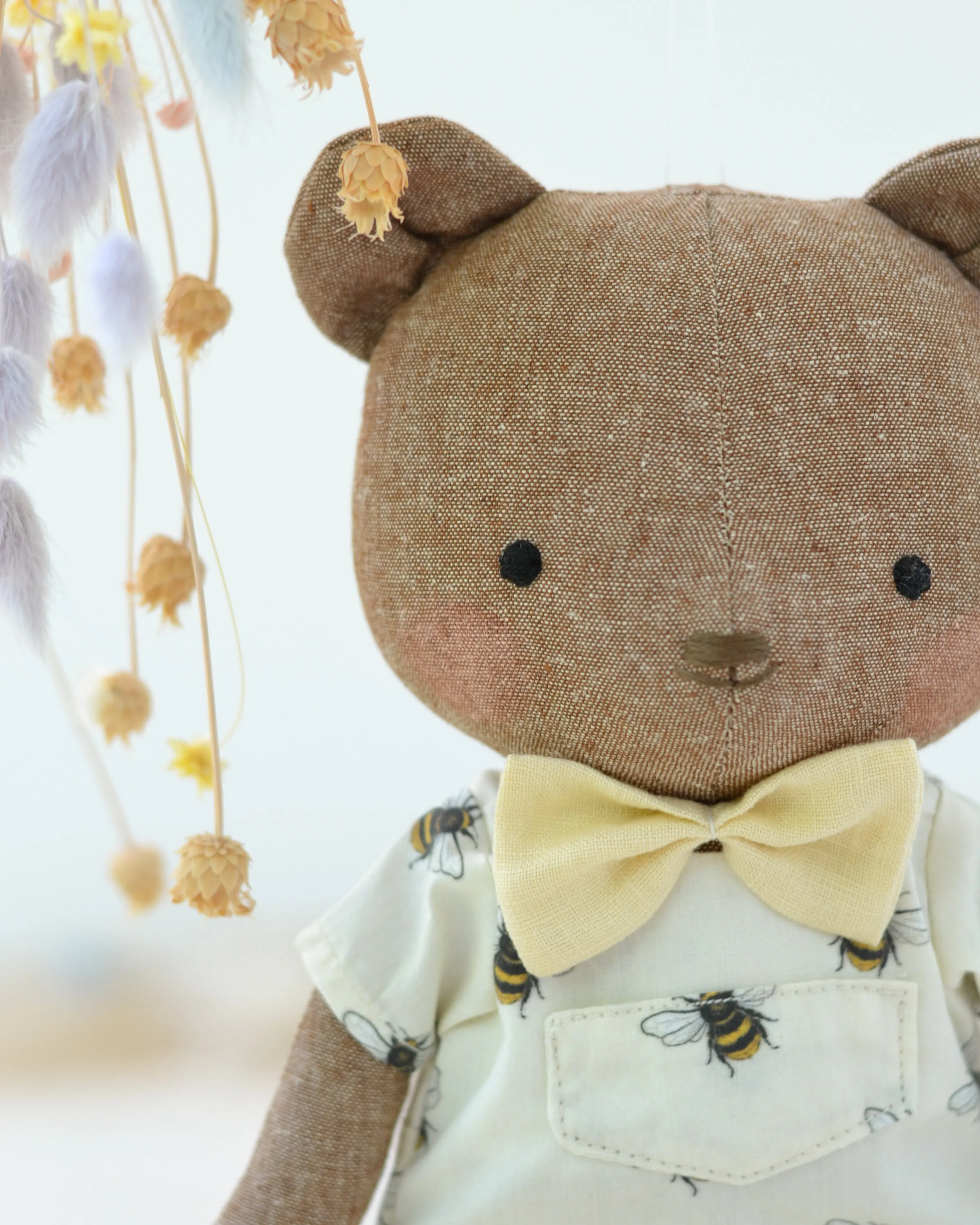 Bear Soft Toy Charlotte | Bee Jumpsuit with Bowtie