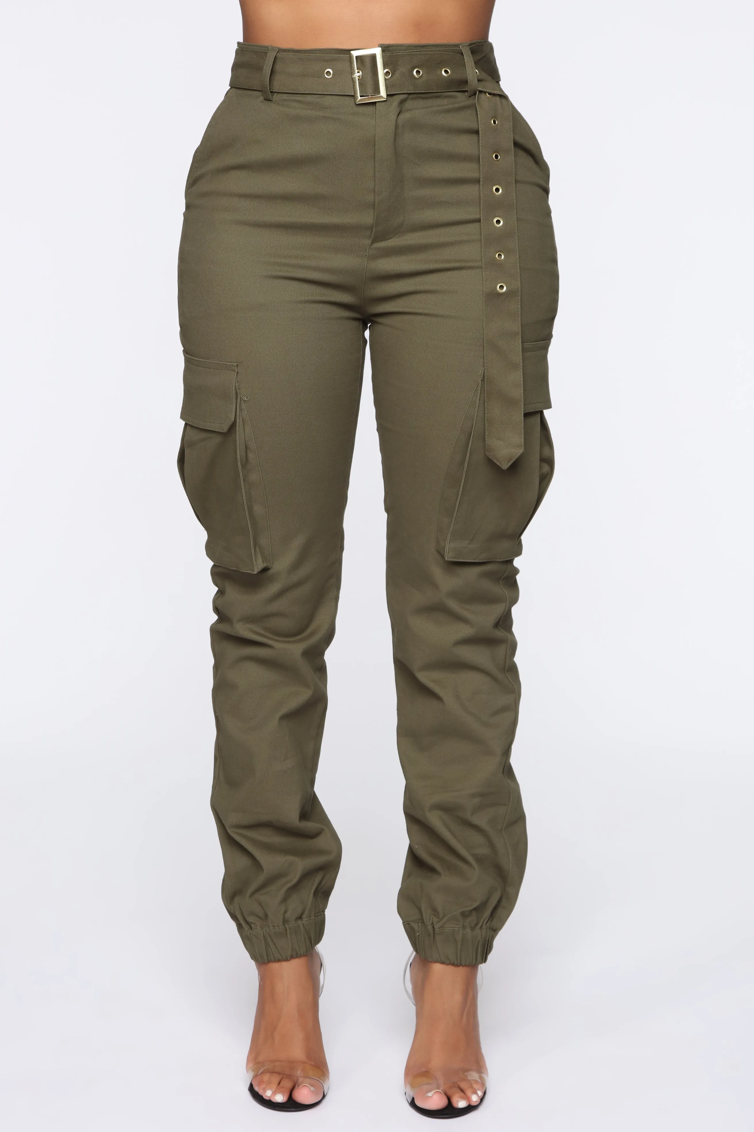 Belt It Out Cargo Joggers - Olive