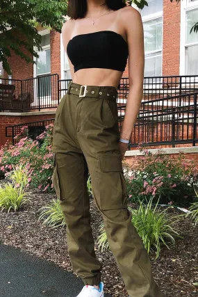 Belt It Out Cargo Joggers - Olive