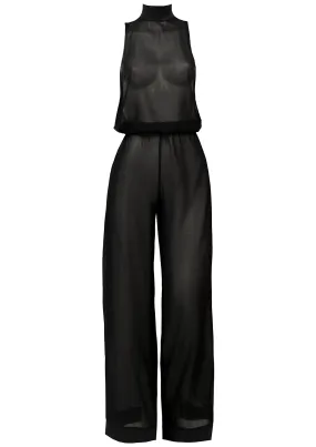 Black Soul Sheer Long Chiffon Jumpsuit