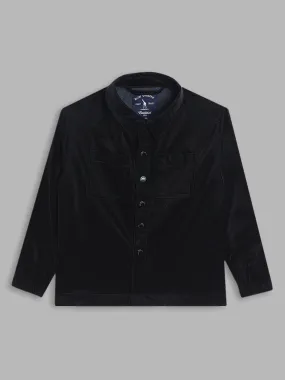 Blue Giraffe Boys Black Solid Collar Jacket