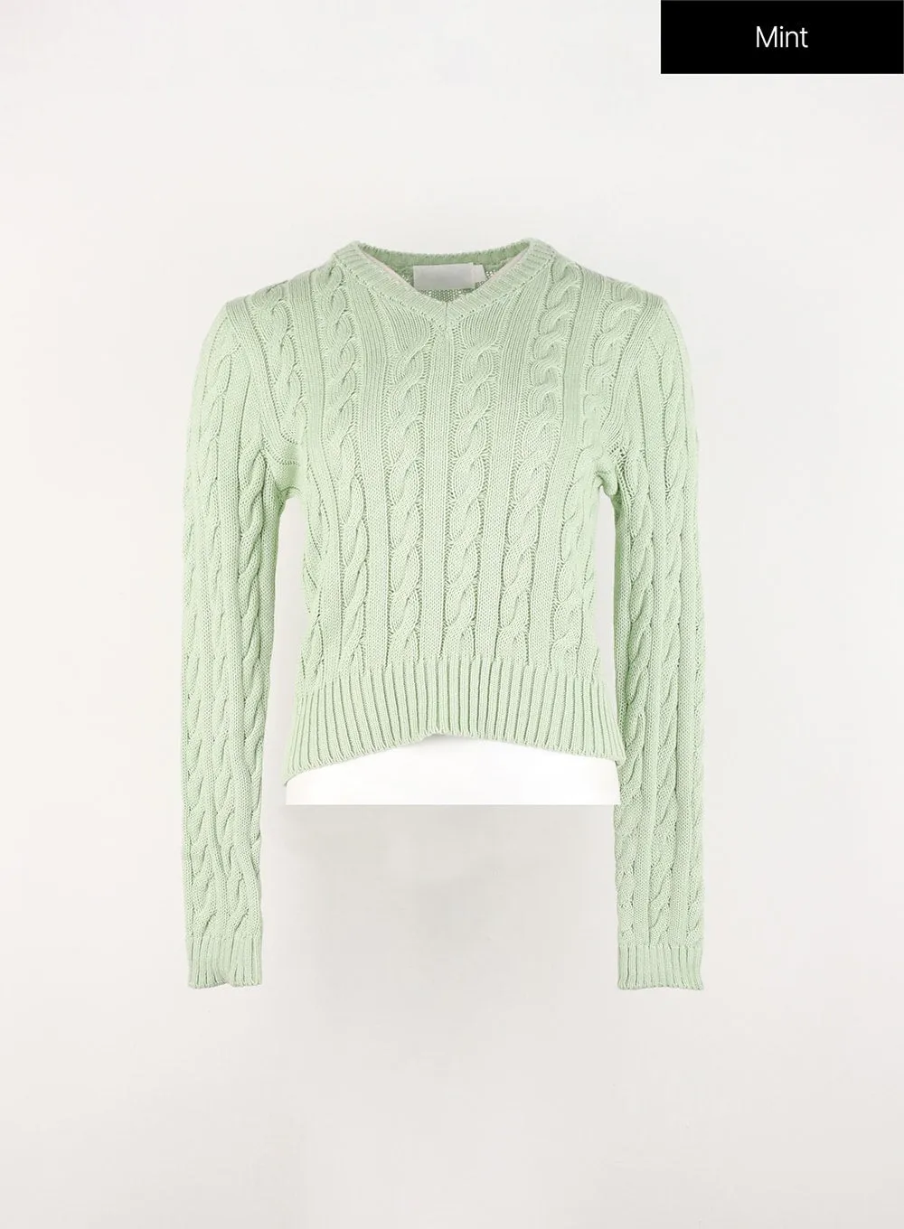 Cable Knit V-Neck Sweater IN301