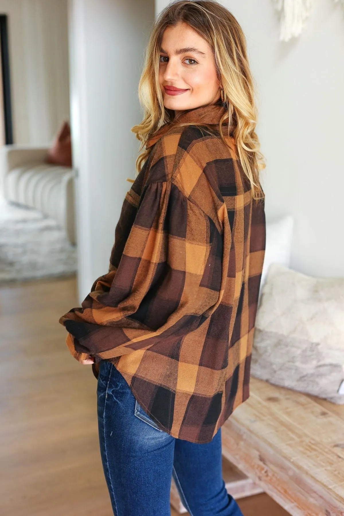 Camel & Black Plaid Shacket