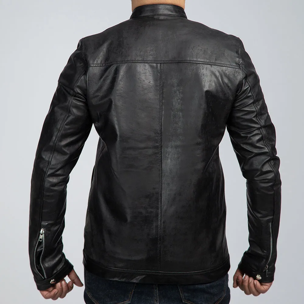 Casual Black Mens Leather Jacket