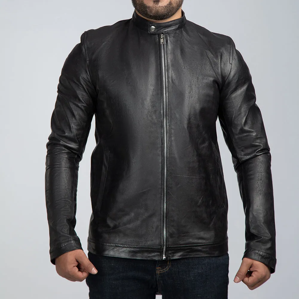 Casual Black Mens Leather Jacket