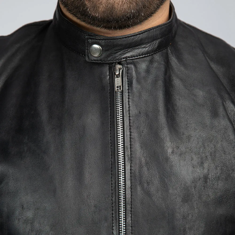 Casual Black Mens Leather Jacket