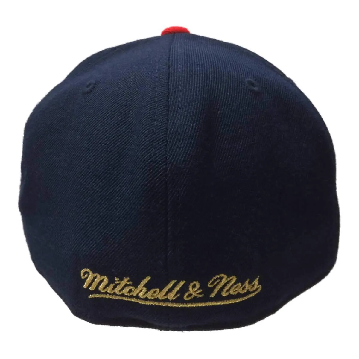 Chicago Bulls Mitchell & Ness Navy Red Gold Fitted Flat Bill Hat Cap (7 3/8)