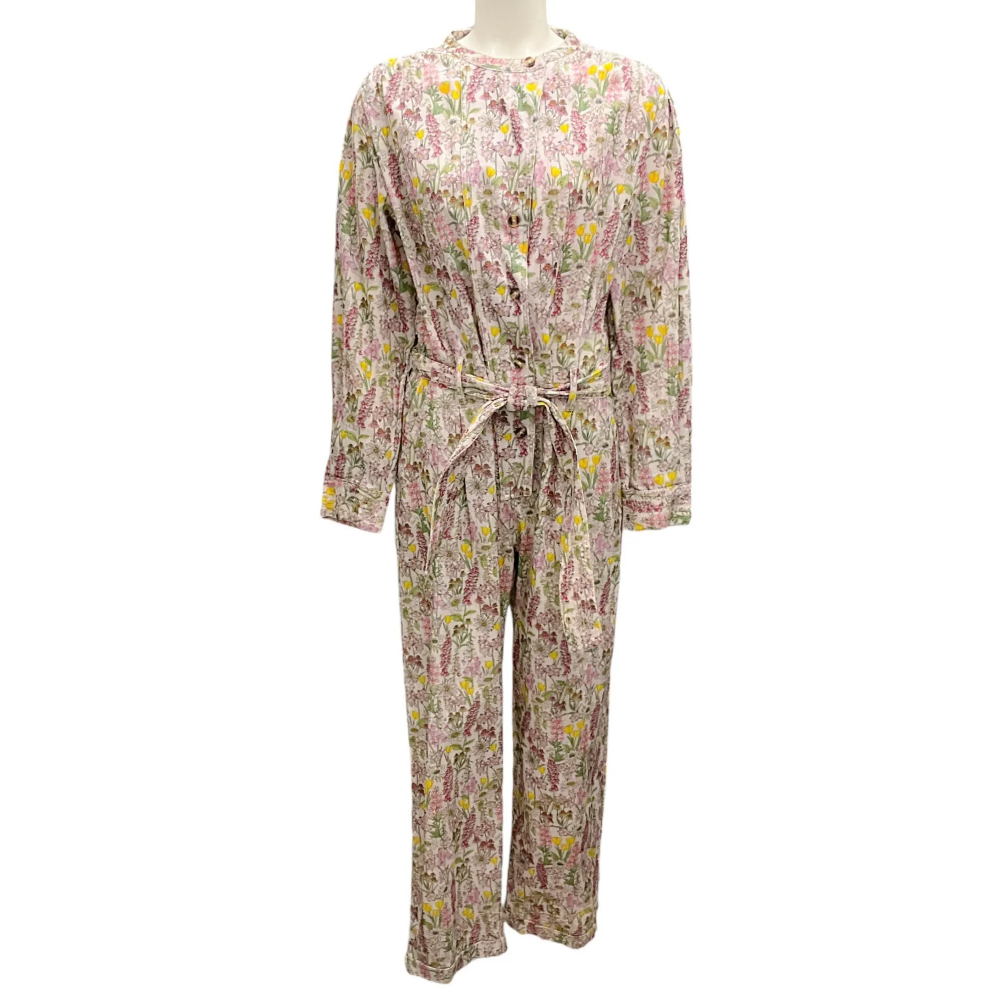 Chufy Multi Floral Printed Belted Corduroy Jumpsuit