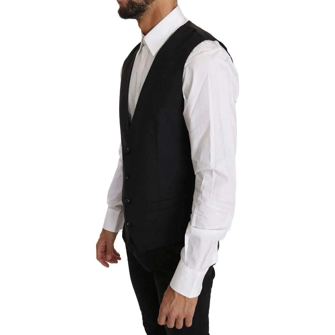 Dolce & Gabbana Elegant Slim Fit Gray Wool Vest