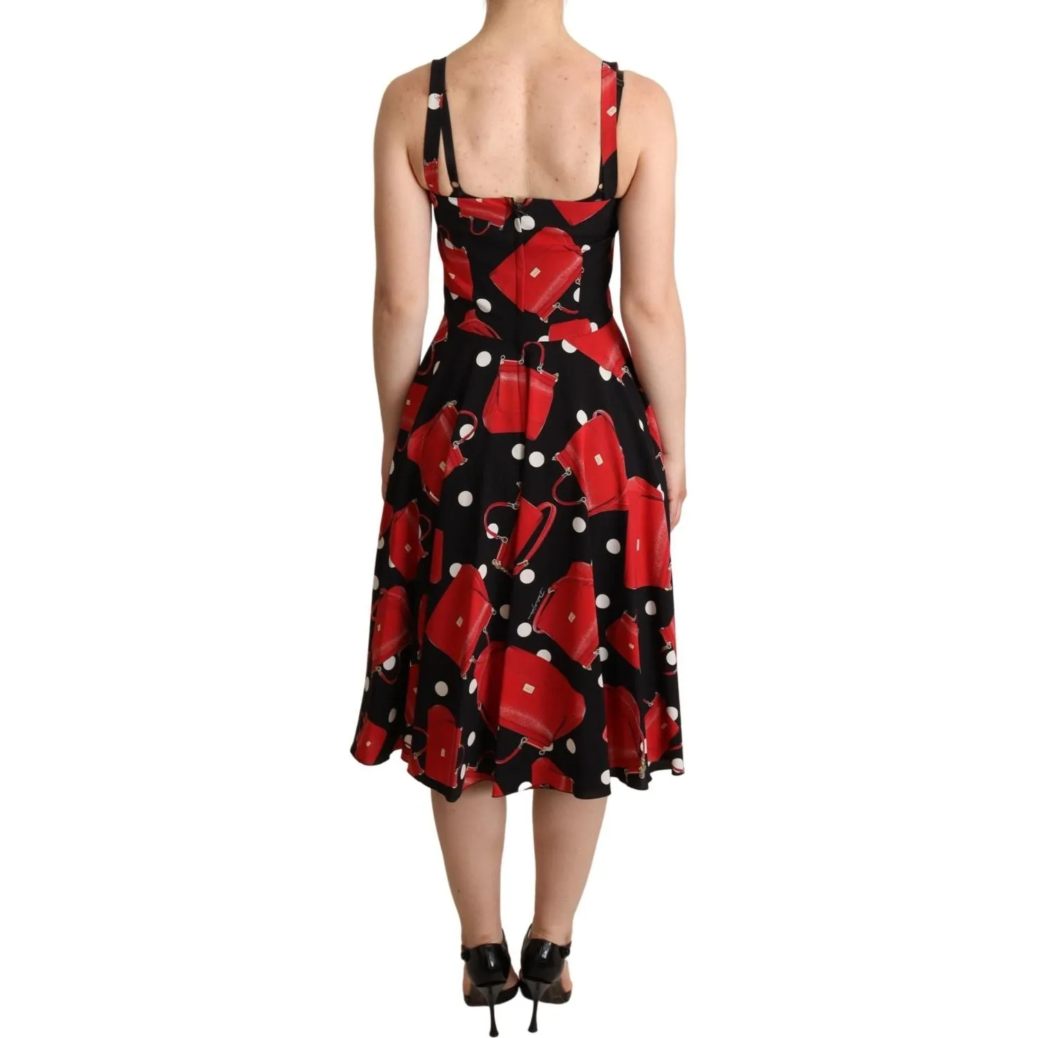 Dolce & Gabbana Sicilian Bag Print Sleeveless Midi Dress