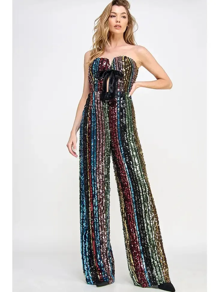 Don't Start Now Multi Sequin Jumpsuit