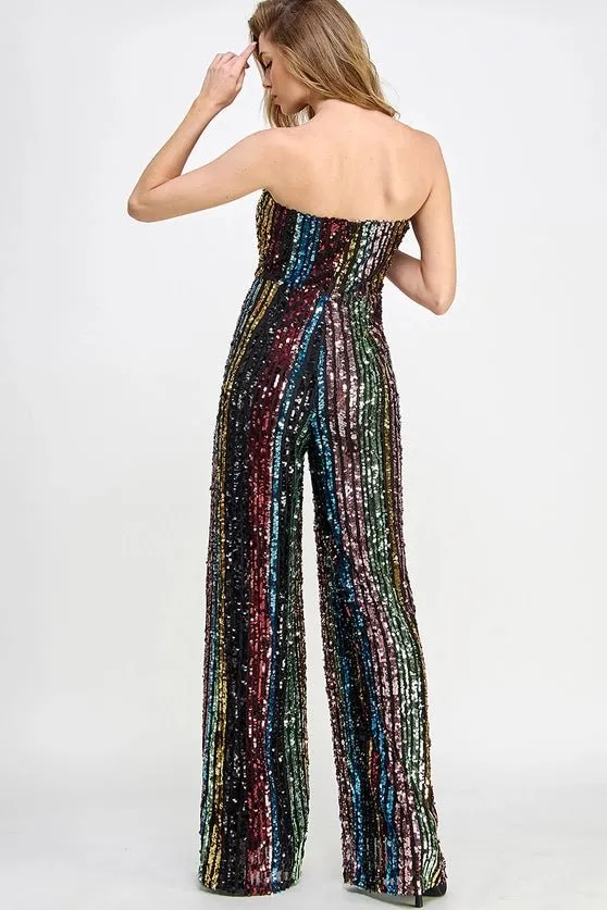 Don't Start Now Multi Sequin Jumpsuit