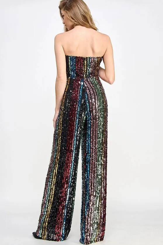 Don't Start Now Multi Sequin Jumpsuit