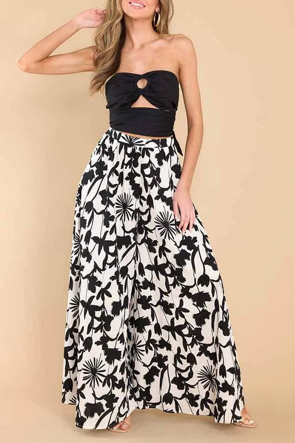 Elasticated high-rise wide-leg culottes