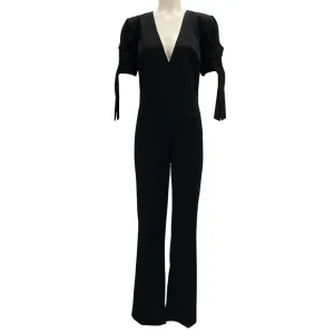 Elisabetta Franchi Black Short Sleeved Crepe Jumpsuit