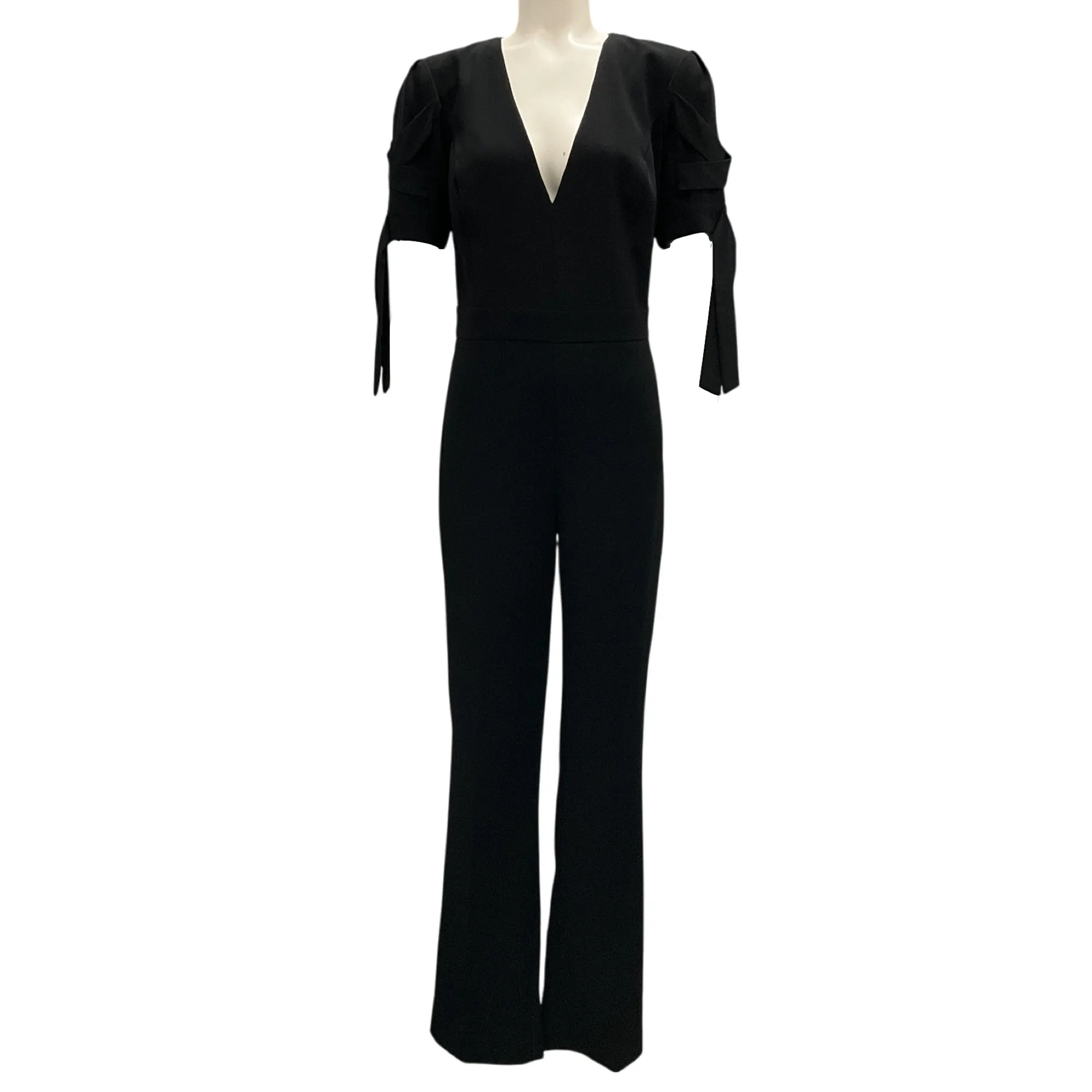 Elisabetta Franchi Black Short Sleeved Crepe Jumpsuit