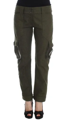 Ermanno Scervino Green Wool Blend Loose Fit Cargo Pants