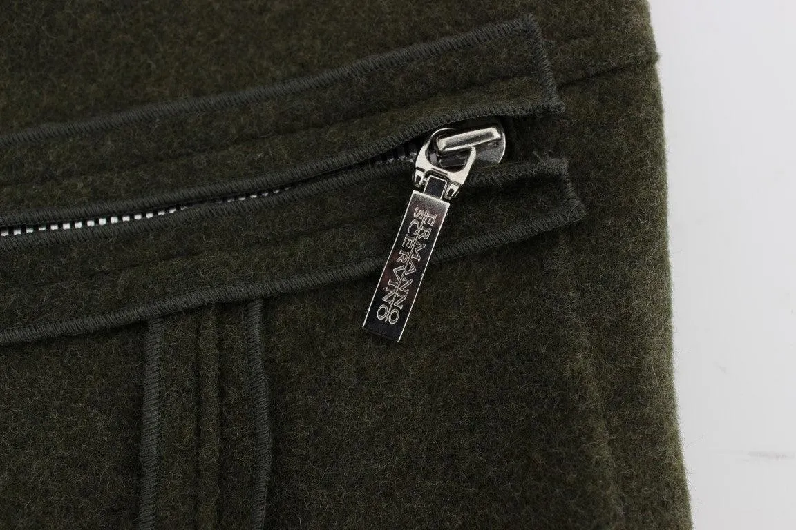 Ermanno Scervino Green Wool Blend Loose Fit Cargo Pants