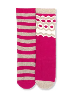 Fair Isle cosy socks pink