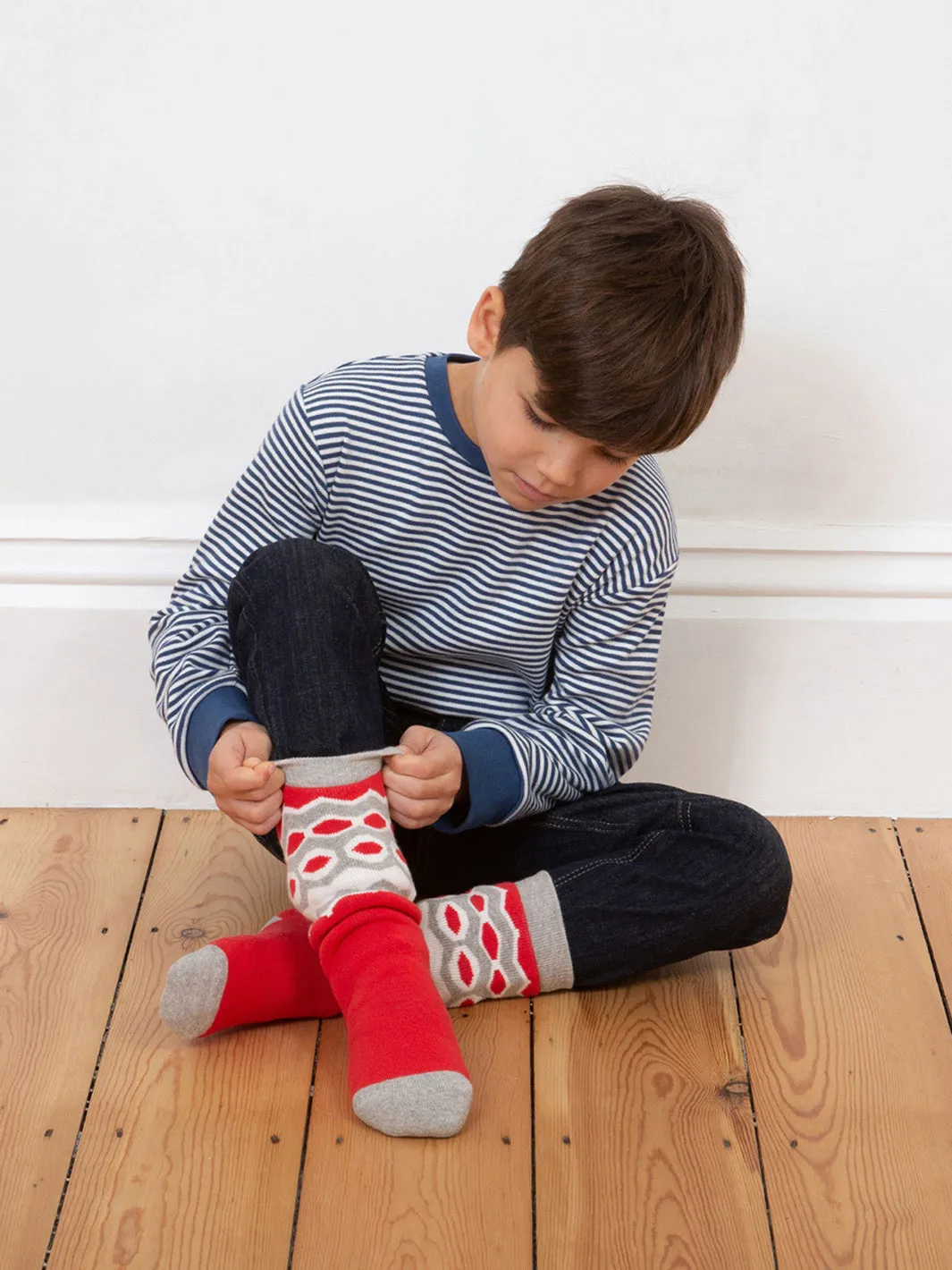 Fair Isle cosy socks red