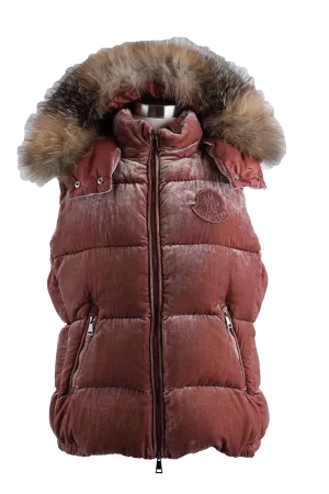 Gallinule Velvet Down Vest W/ Fur Trm