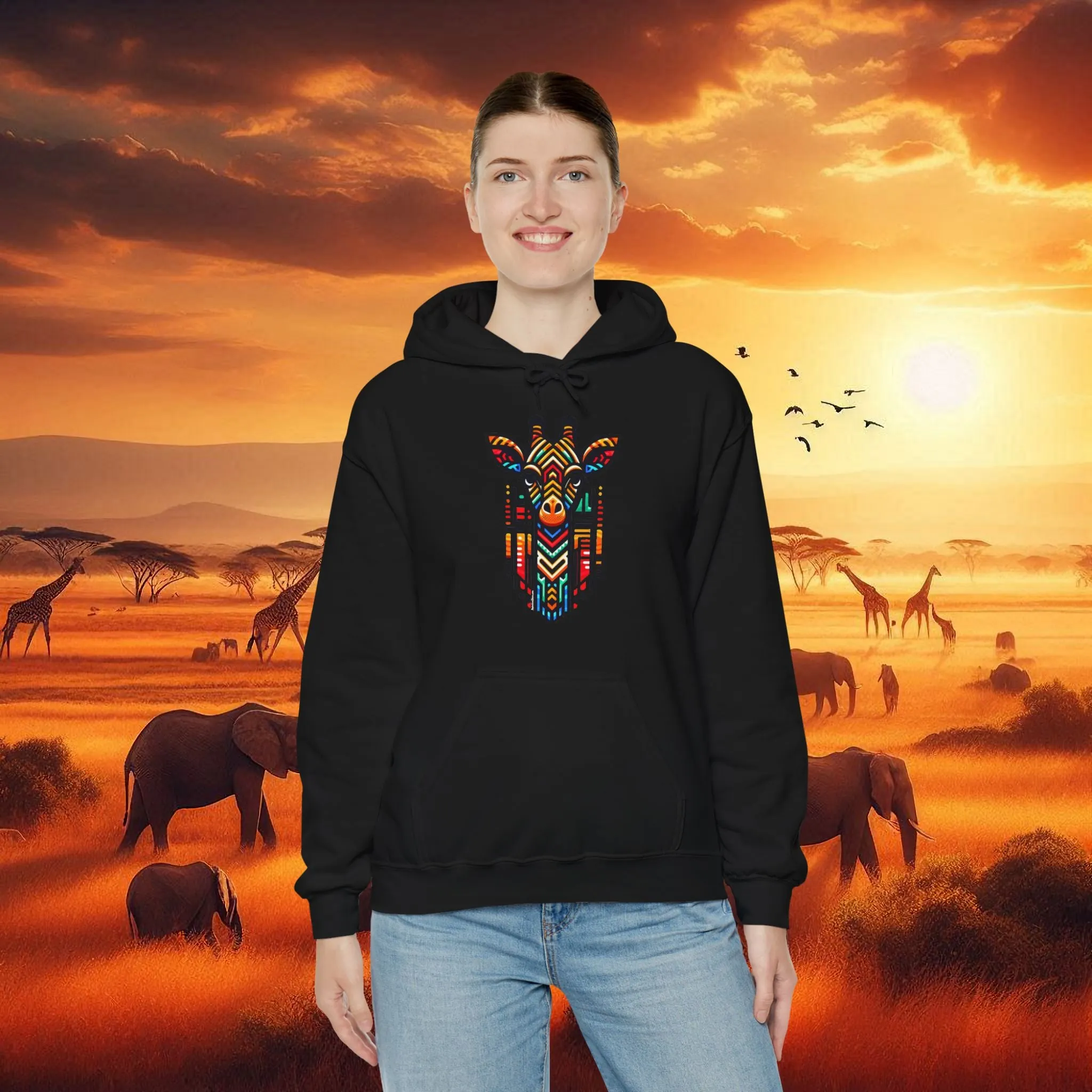 Giraffe African Bead Hoodie Sweatshirt