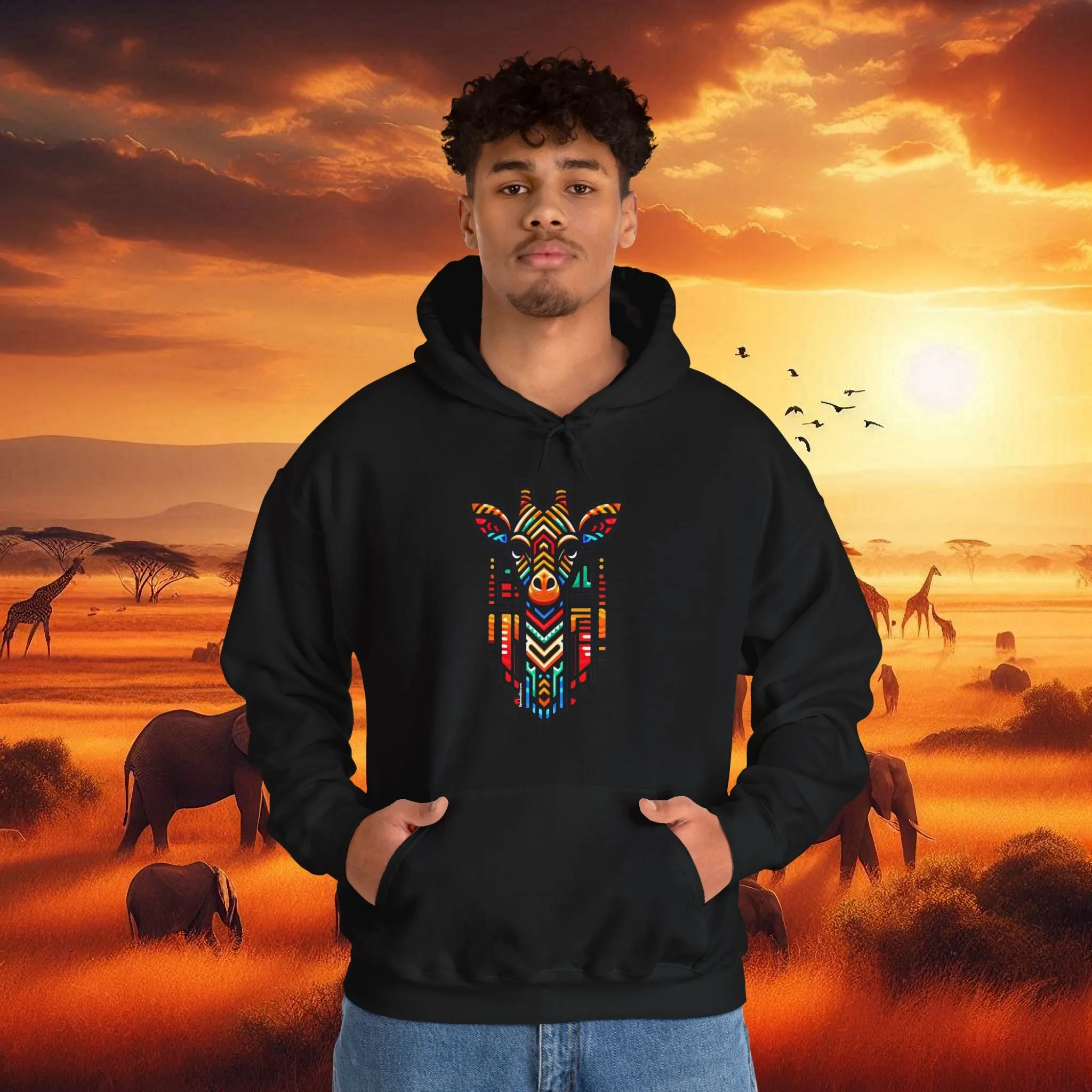 Giraffe African Bead Hoodie Sweatshirt