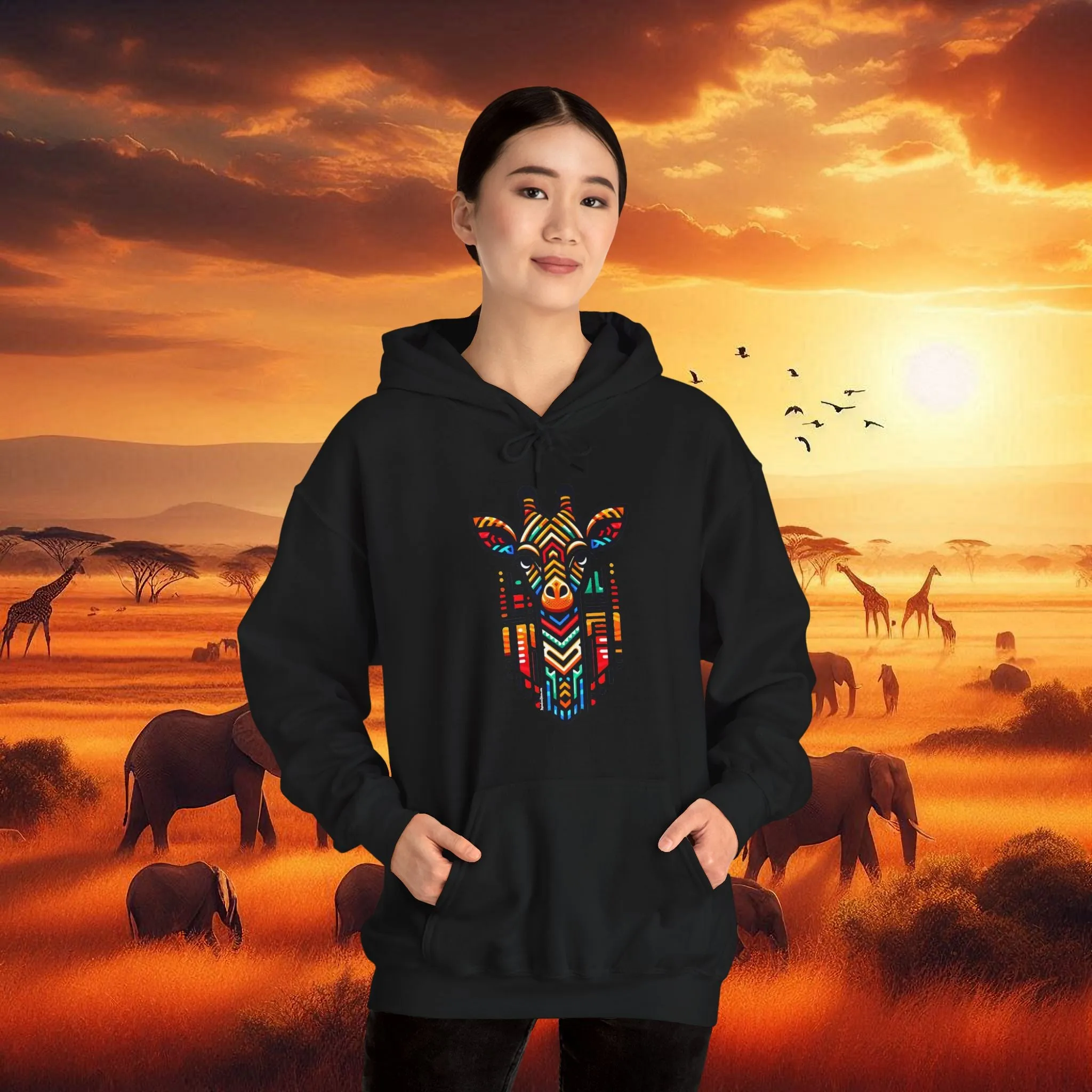 Giraffe African Bead Hoodie Sweatshirt