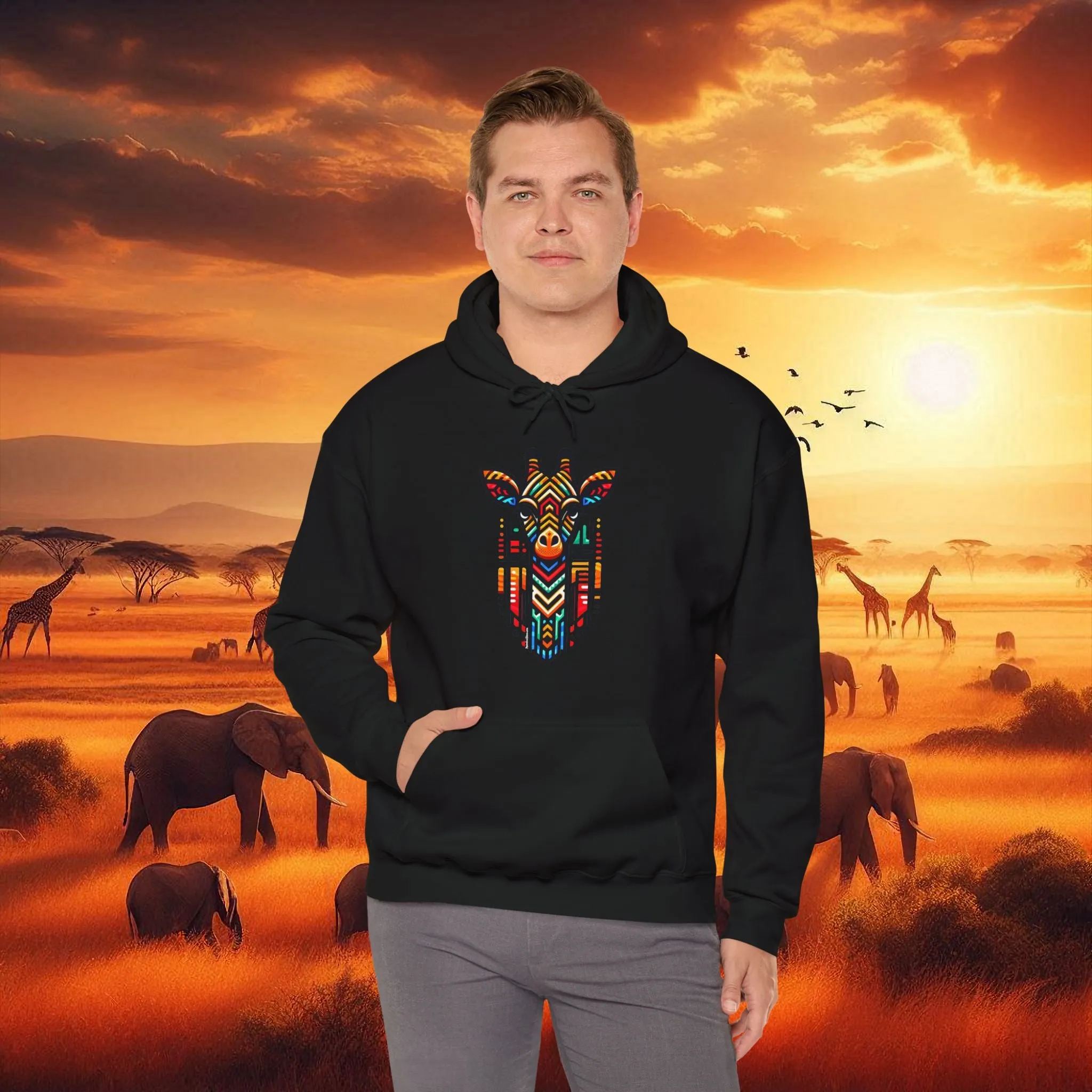 Giraffe African Bead Hoodie Sweatshirt