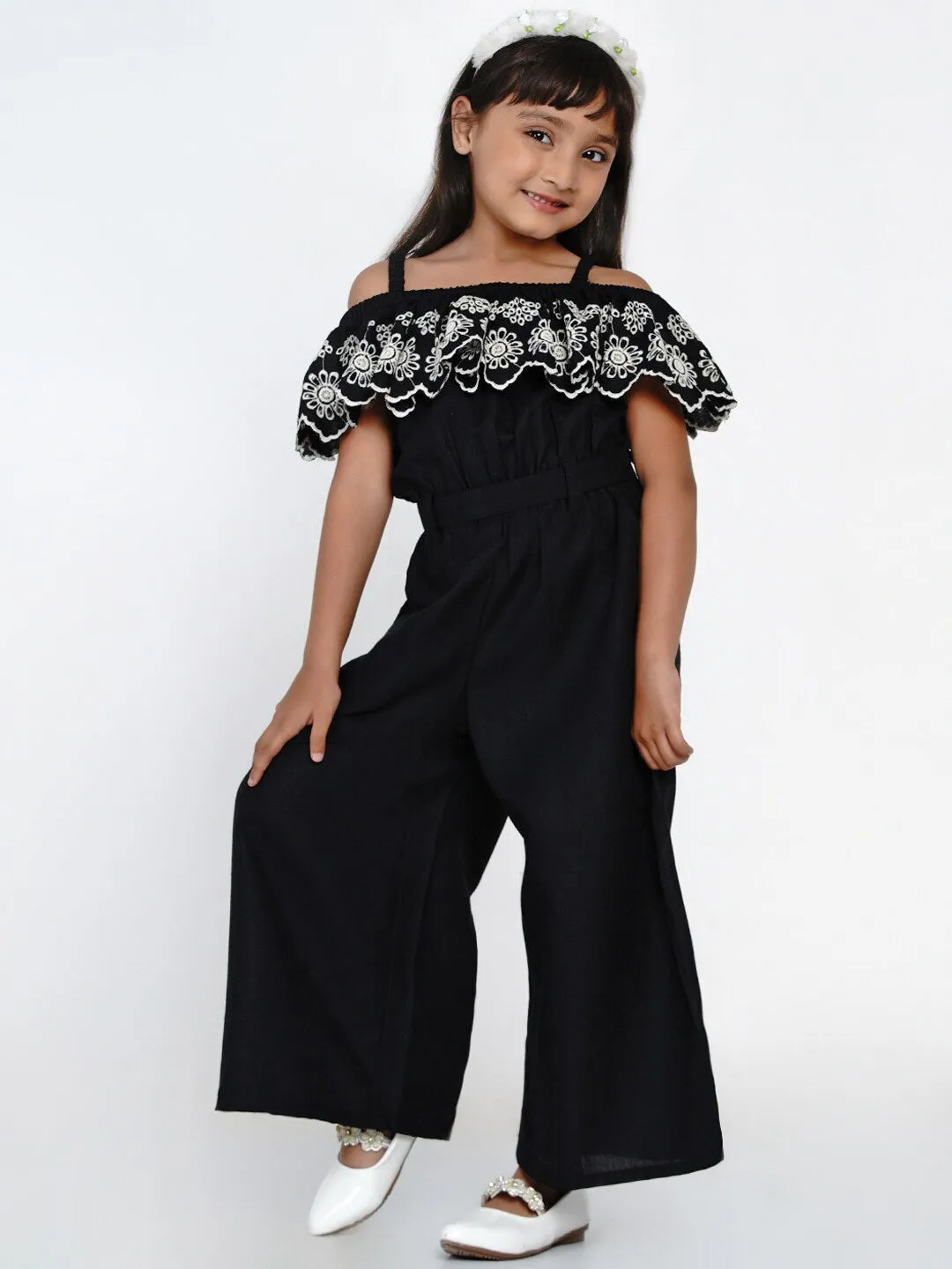 Girl's Black & White Basic Jumpsuit - NOZ2TOZ KIDS