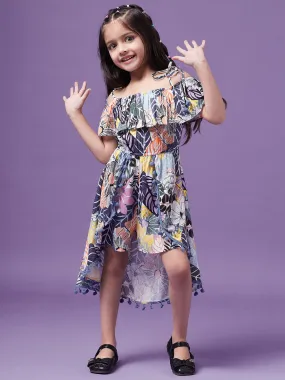 Girls Printed Cotton Off-Shoulder Playsuit