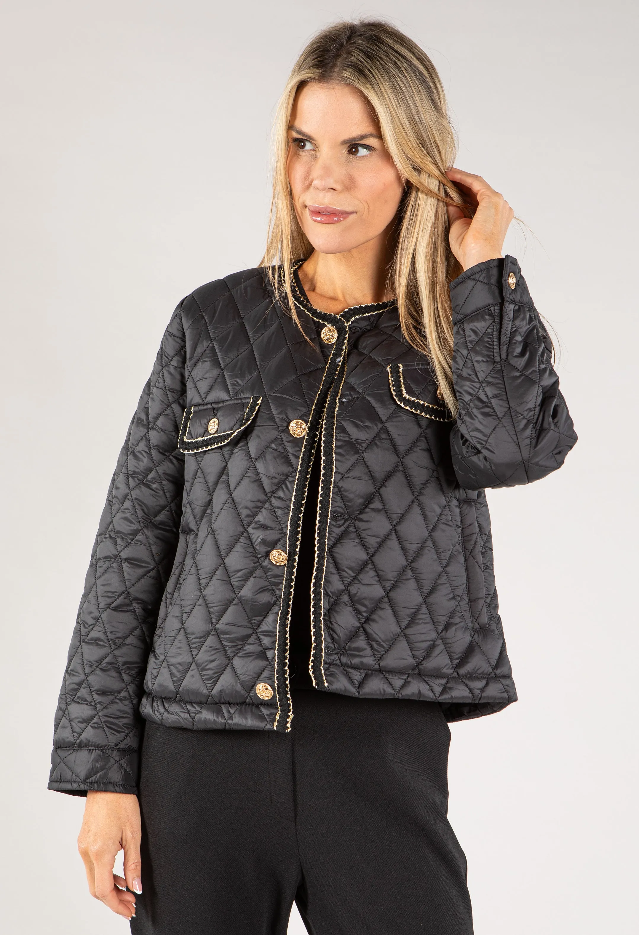 Gold Button Quilted Jacket