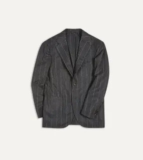 Grey Chalkstripe Wool Flannel Tailored Jacket