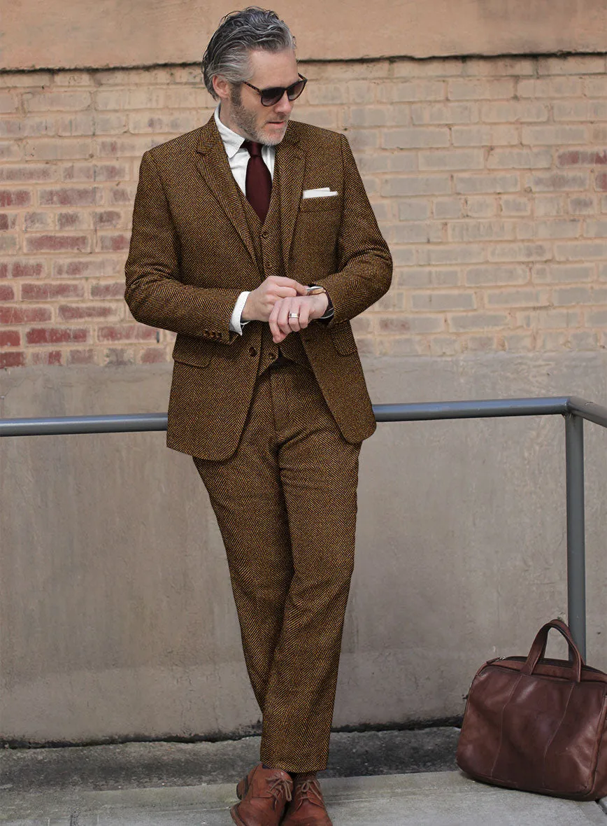 Italian Highlander Mustard Herringbone Tweed Suit