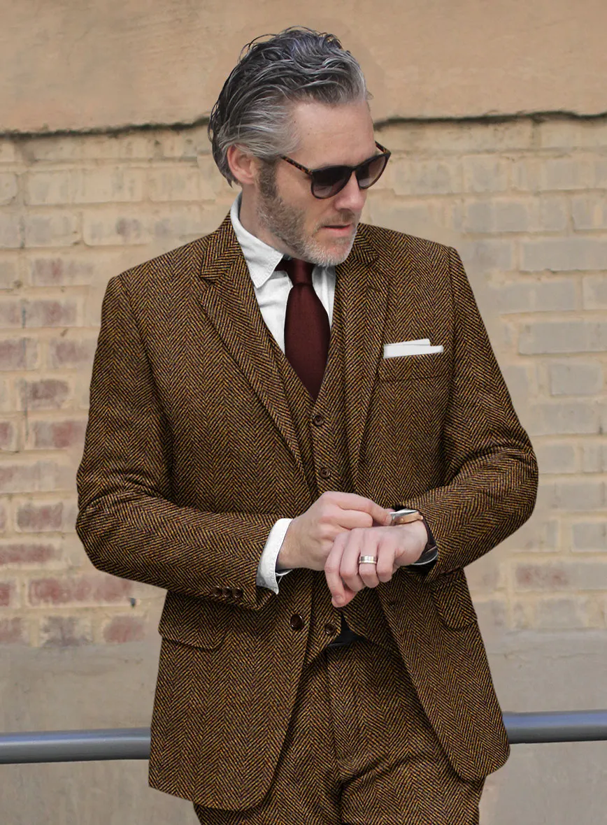 Italian Highlander Mustard Herringbone Tweed Suit