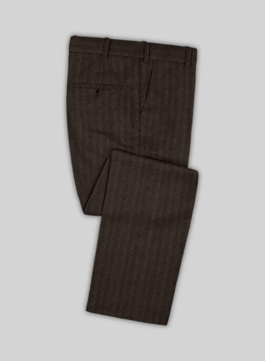 Italian Melange Brown Herringbone Flannel Suit