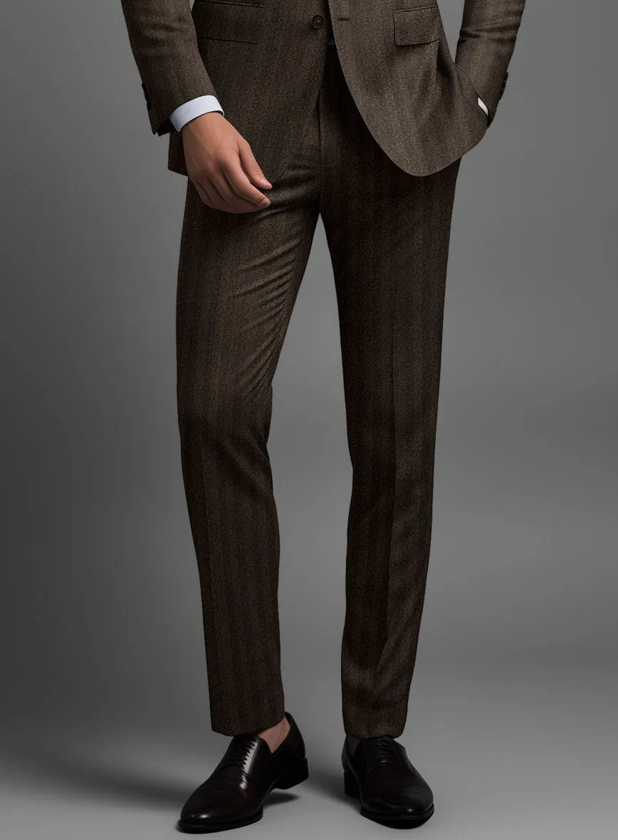 Italian Melange Brown Herringbone Flannel Suit