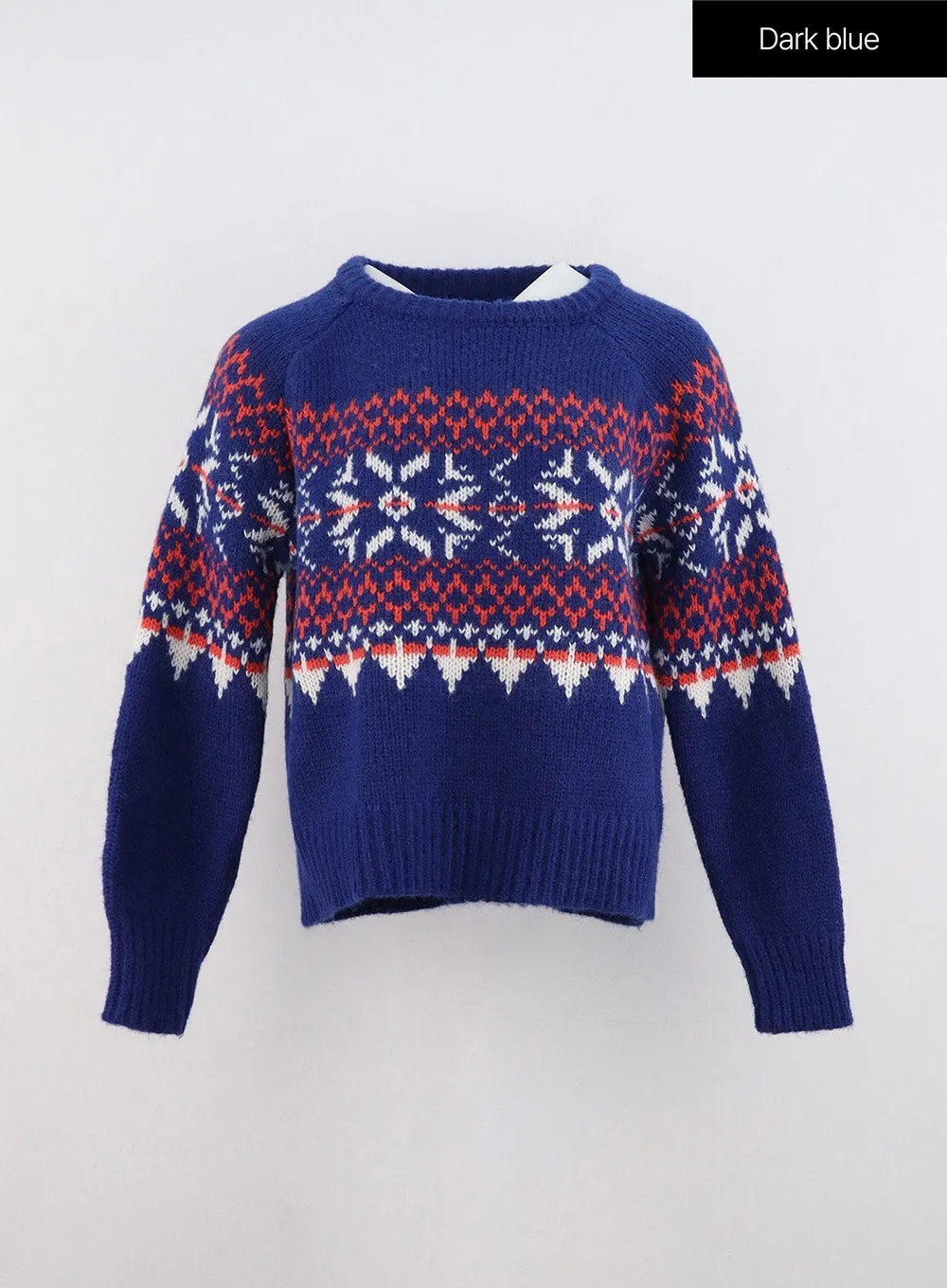 Jacquard Crew Neck Knit Sweater IN323