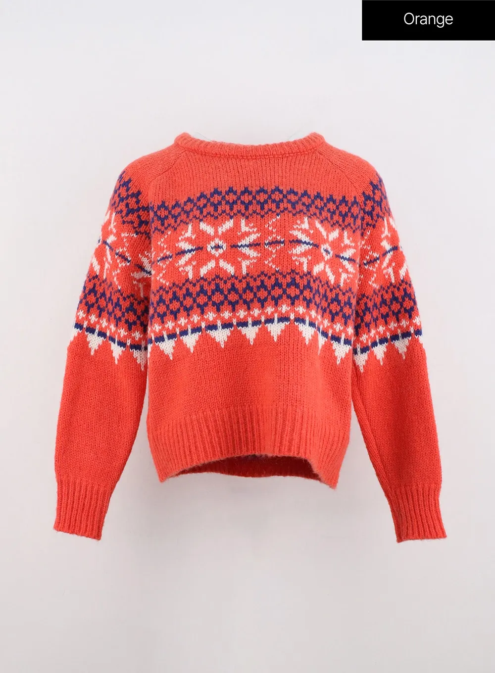 Jacquard Crew Neck Knit Sweater IN323