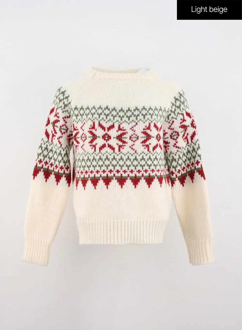 Jacquard Crew Neck Knit Sweater IN323