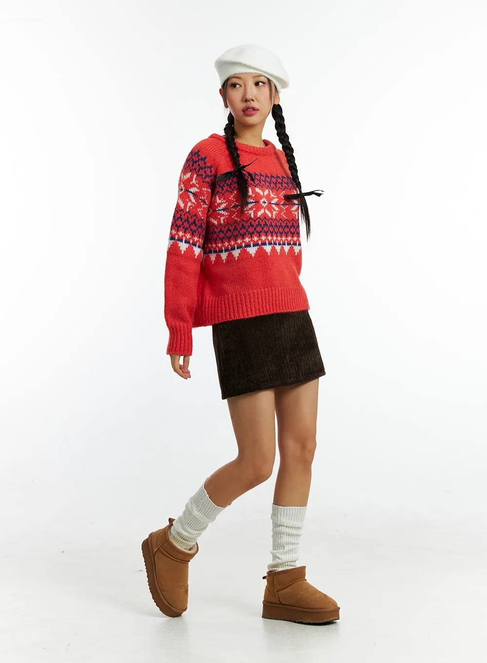 Jacquard Crew Neck Knit Sweater IN323