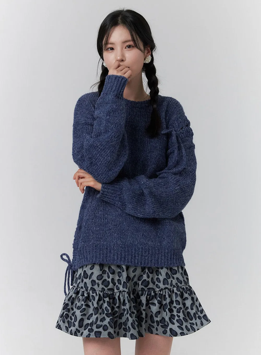 Knit Round Neck Long Sleeve Sweater OJ417