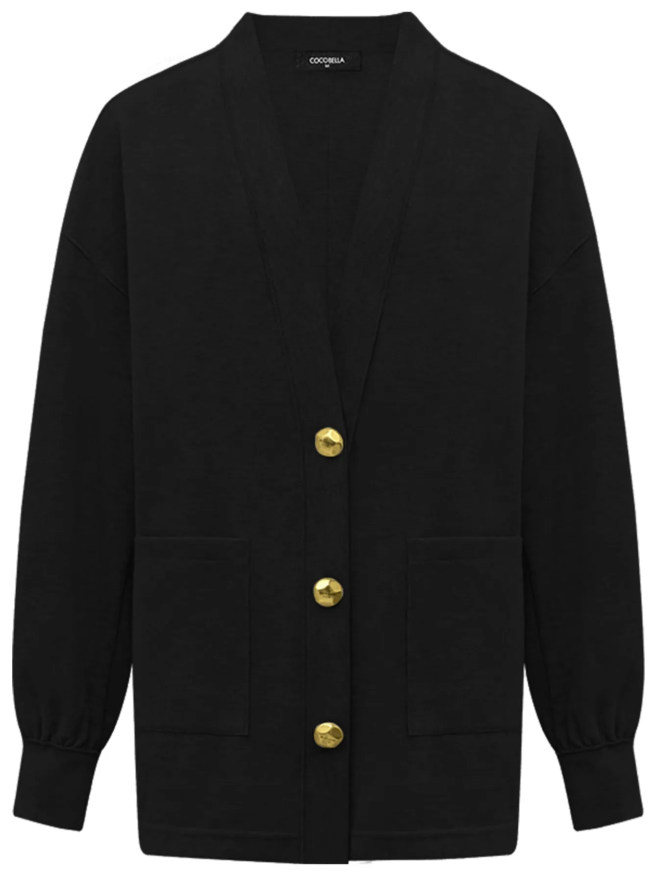 Loose Button Knit Black Cardigan